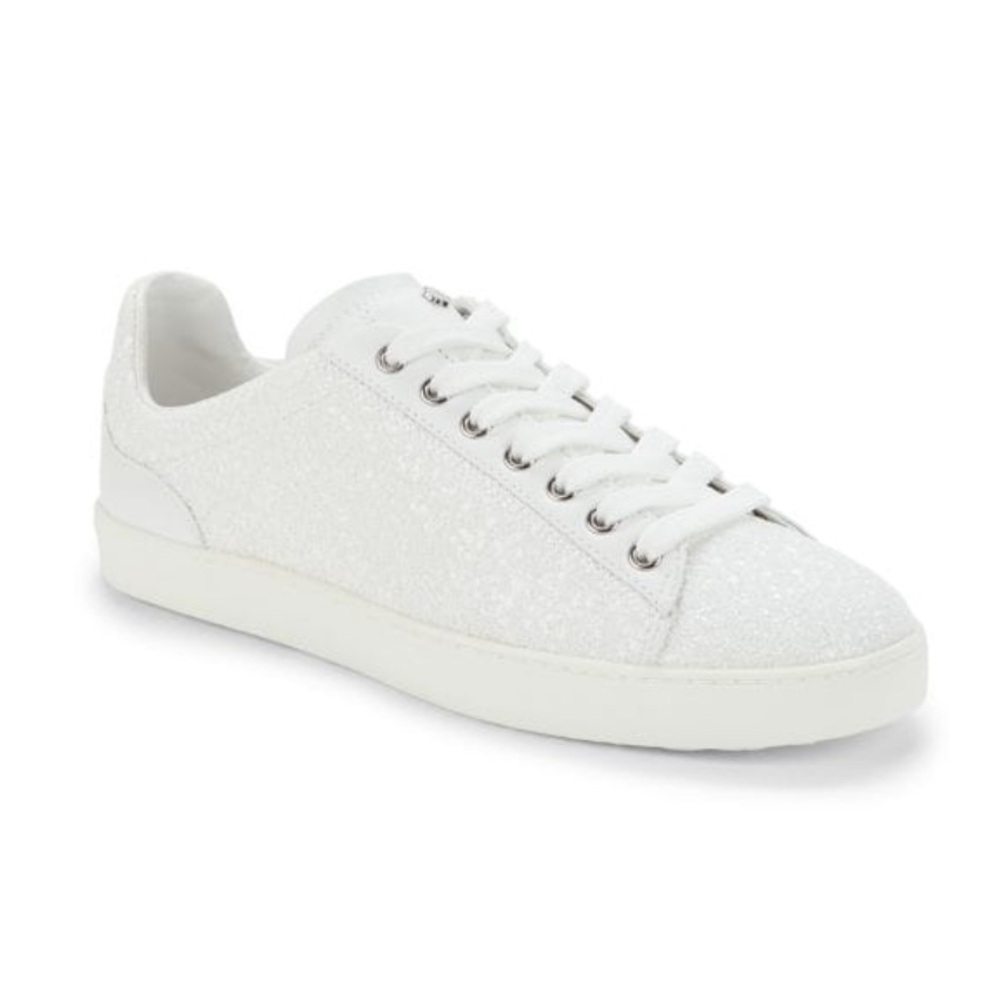 NEW in box! STUART WEITZMAN Livvy Impact Low Top Glitter sparkly white sneakers